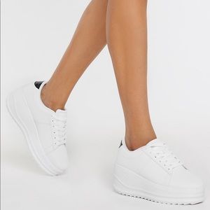 NASTYGAL WHITE PLATFORM SNEAKERS